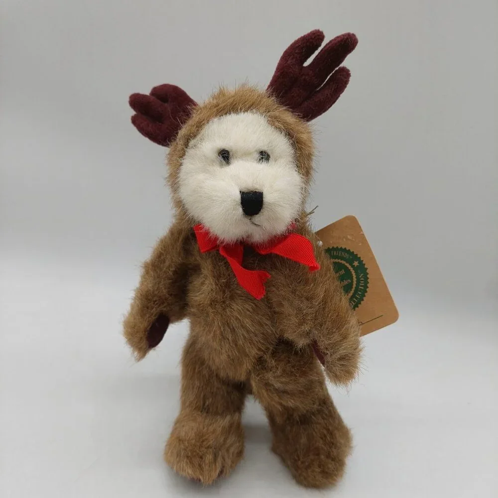 Boyds Bears Archive Collection Ewell 10” Jointed Plush In Reindeer Hat 1990-96